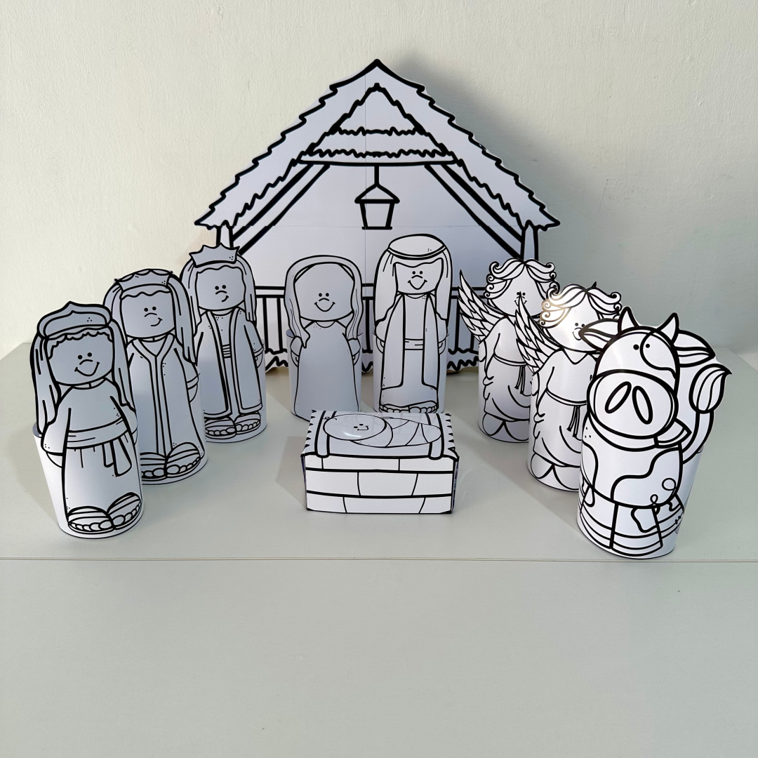 🎄✨ Presépio de Mesa 3D para Colorir ✨🎄