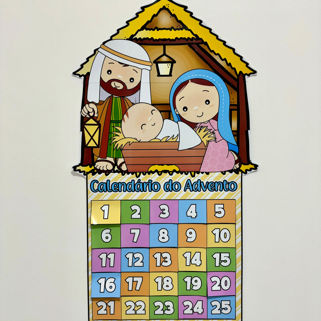 🎄✨ Cartaz Calendário do Advento com Presépio