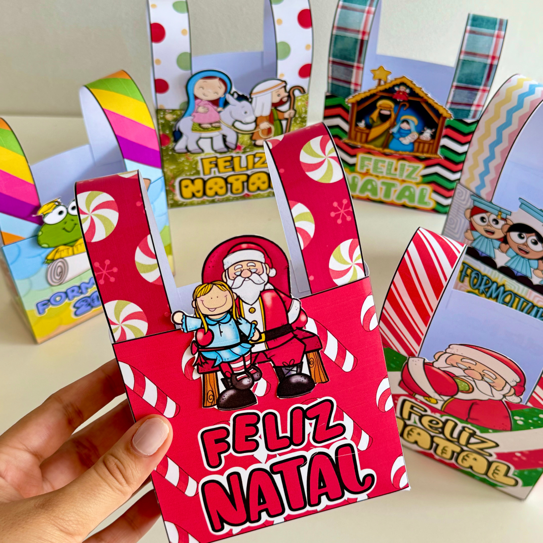 🎁✨ Kit de Sacolinhas Decoradas para Final de Ano