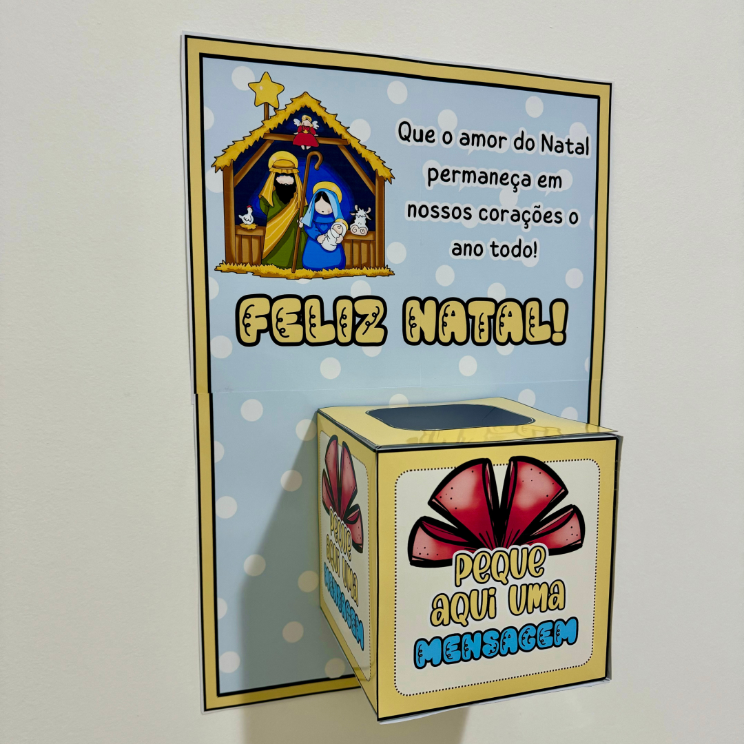 🎄✨ Cartaz Mensagens de Natal com Caixa e Cartões