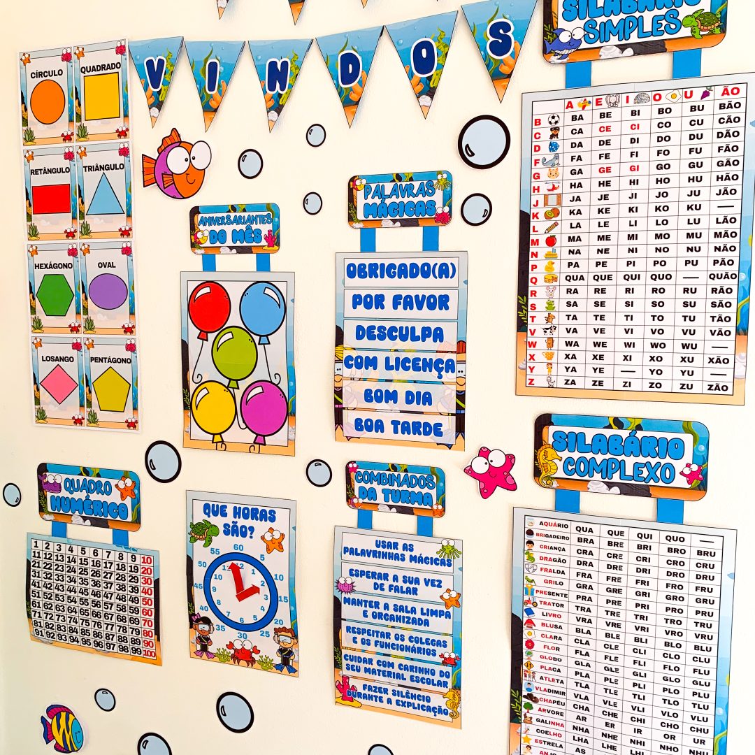 🌊 Kit Ornamentação de Sala – Tema Fundo do Mar 🌊