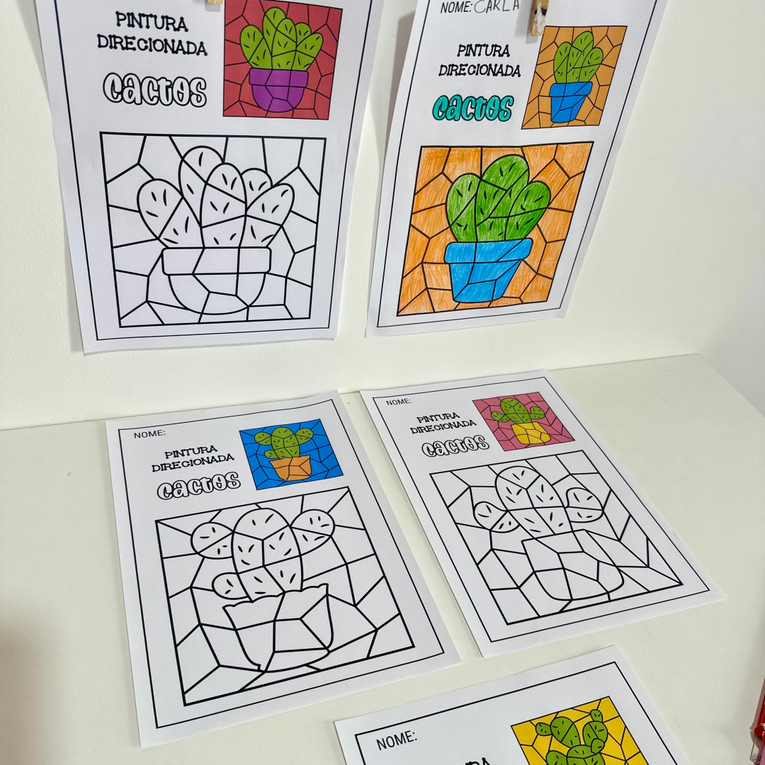 🌵🎨 GRÁTIS – Atividades de Pintura Direcionada: Cactos 🎨🌵