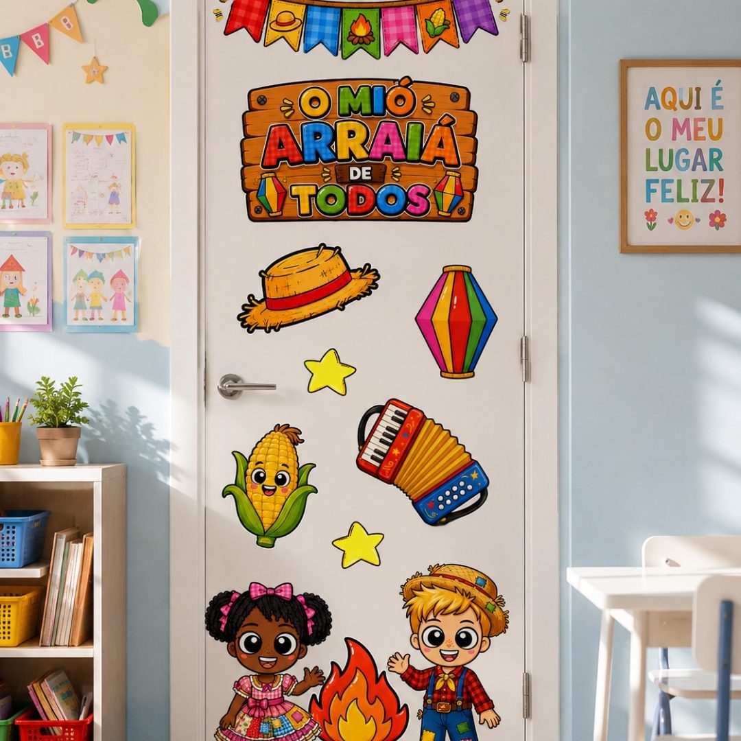 ✨ PAINEL DE PORTA – O MIÓ ARRAIÁ DE TODOS! ✨
